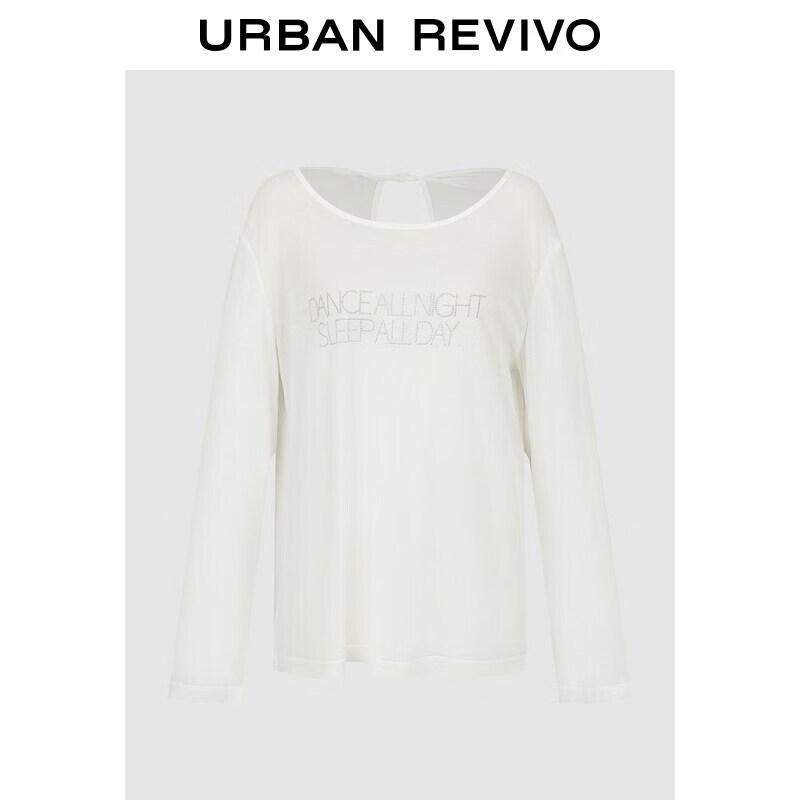 UR2026 Women s Rhinestone Letter Twist Backless Long Sleeve T-Shirt XL