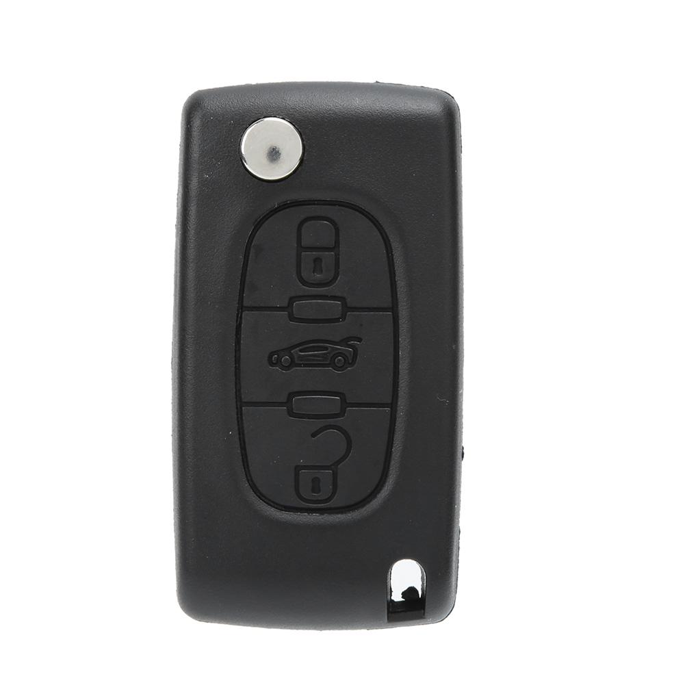 Auto Kofferbak 3 Knoppen Sleutelhanger Behuizing Vervanging met Sleuf zonder Basis Geschikt voor Peugeot
