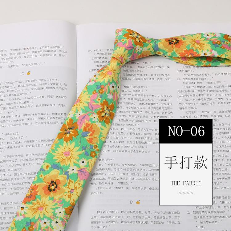Floral Tie Men'S Patterned Cotton Shirt Macaron Printed Narrow Edition 6Cm Hand Tie Korean Casual Women'S Tie