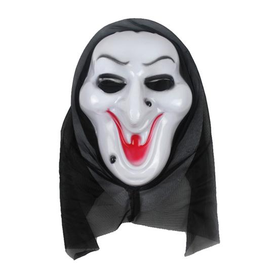 Soft Plastic Horror Masque Halloween Ghost Full Face Masque, Screaming with Realistic Fanged Skull Prop Hood, Scary Costume Accessory for Cosplay