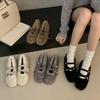 In the winter of 2025, the new fluffy shoes with round heads and plush to keep warm and increase the inner height. Mary Jane shoes