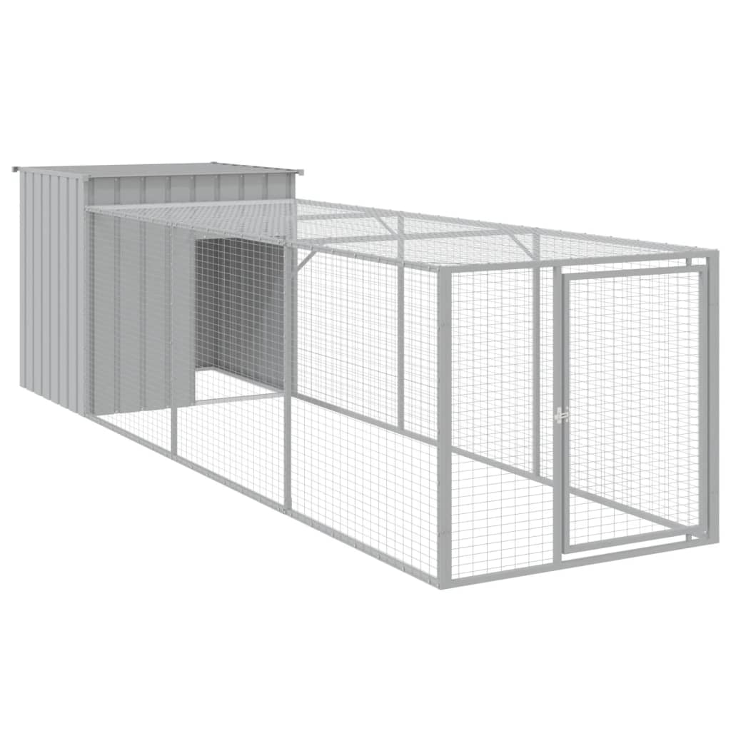 Vidaxl Coop with Run, Light Gray, 110X405X110 Cm, Steel