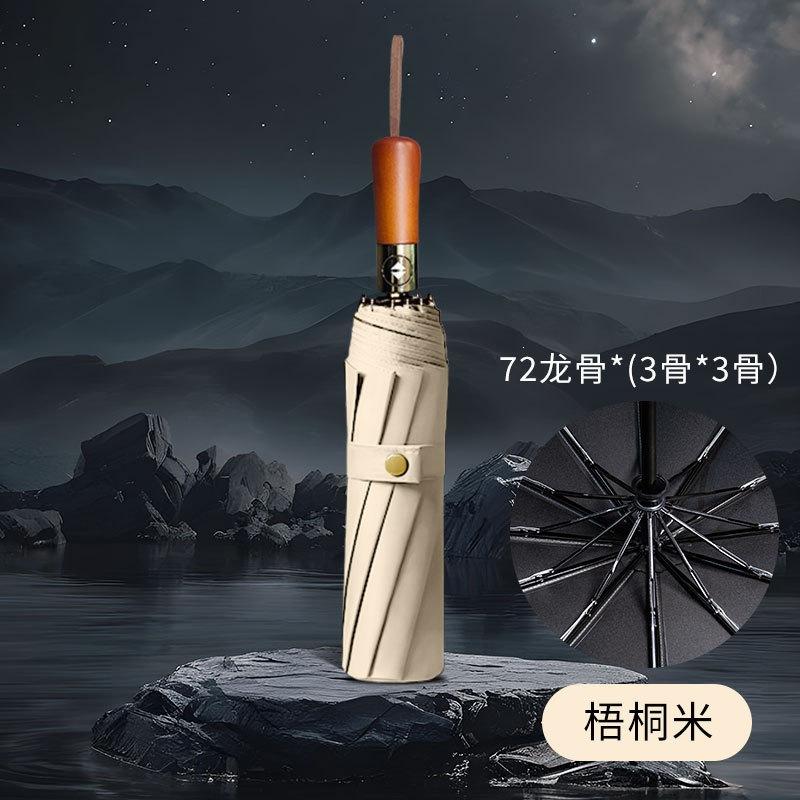 11 bone wooden handle business umbrella, fully automatic one-click opening and receiving, printable advertising umbrella manufacturer spot wholesale