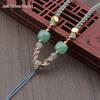 Four-Strand Braided Necklace Lanyard with Jadeite, White Agate, and Dongling Jade Pendant