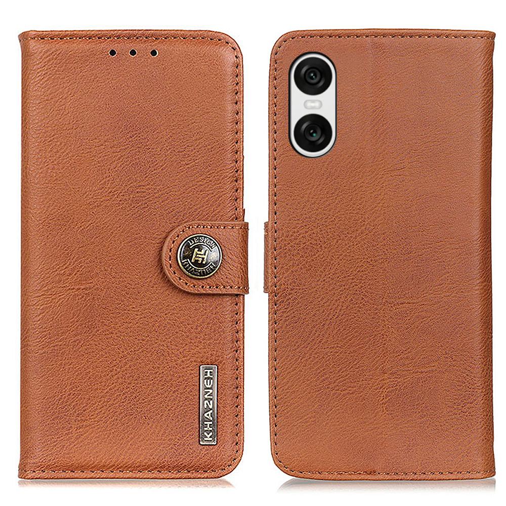 KHAZNEH For Sony Xperia 10 VI Leather Wallet Case Cowhide Texture Phone Cover