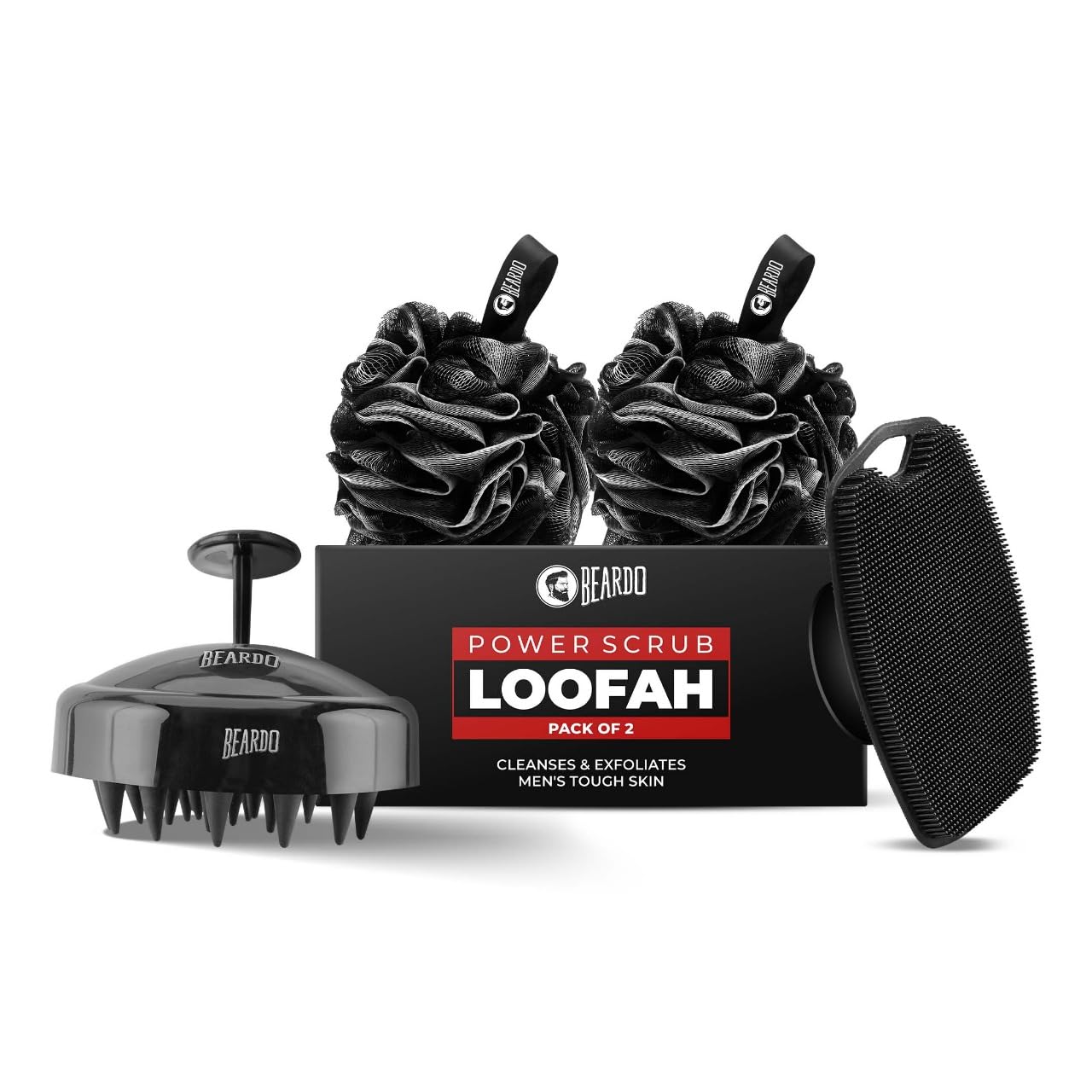 

Beardo Silicone Body Scrubber And Scalp Massager For Men Soft Bristles Exfoliating Shower Brush For Skin And Hair Care sset of 1