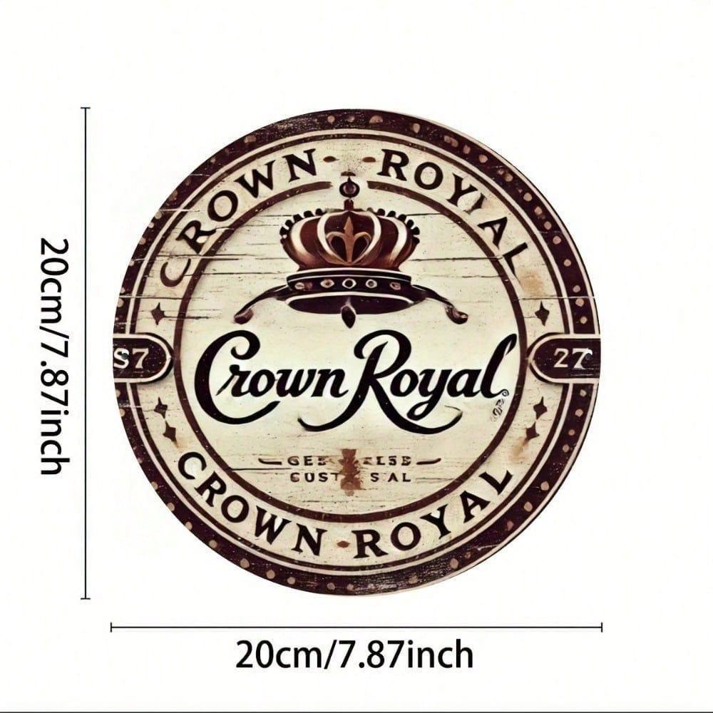 Crown Royal 8x8 Inch Round Tin Sign, Vintage Metal Wall Art for Home Bar Man Cave, Retro Beer Pub Decor