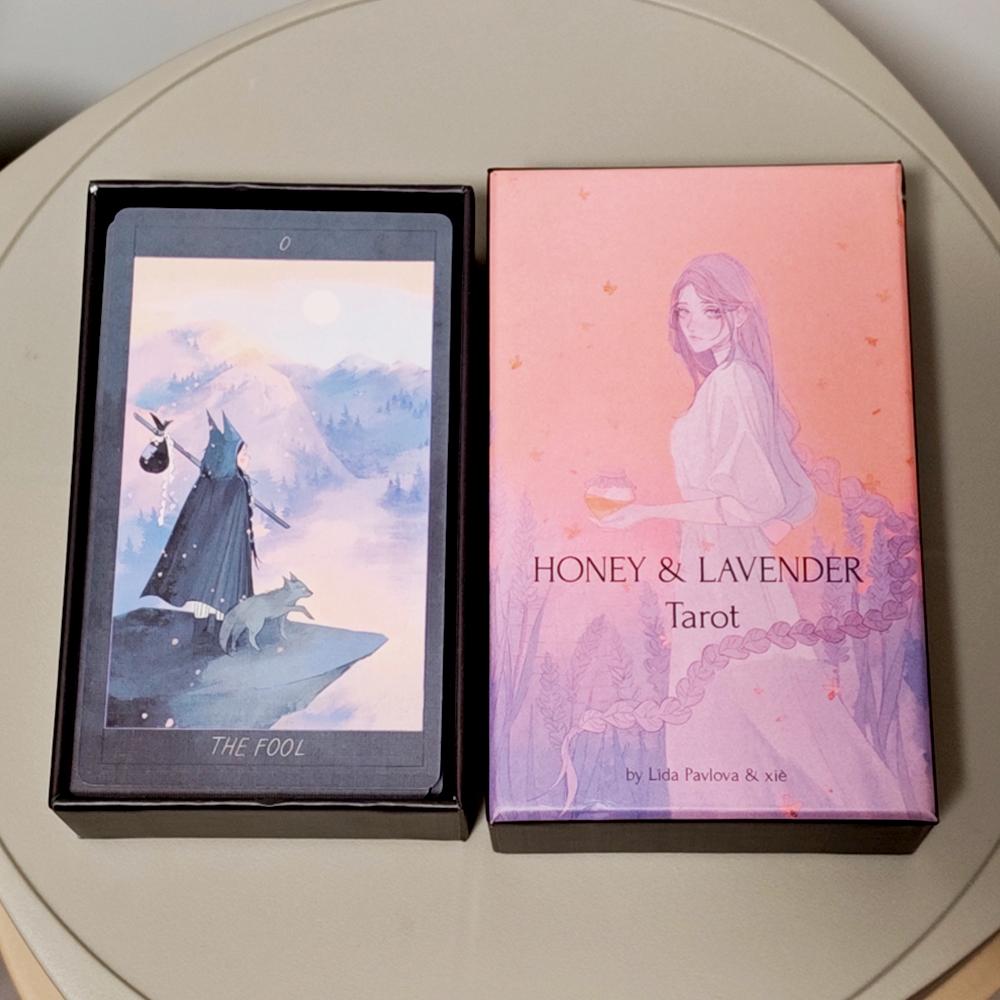 Honey and Lavender Tarot 12*7cm in Rigid Box Fairy Tale and Fantasy Deck 78 Cards Printed on 350GSM Double-embossed Cardstock