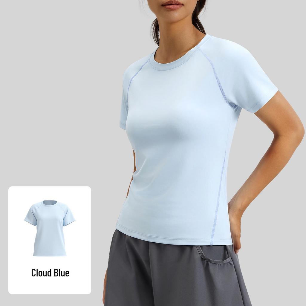 Juyi Tang Women's Breathable Round Neck Yoga Top - Slimming, Sporty, and Versatile
