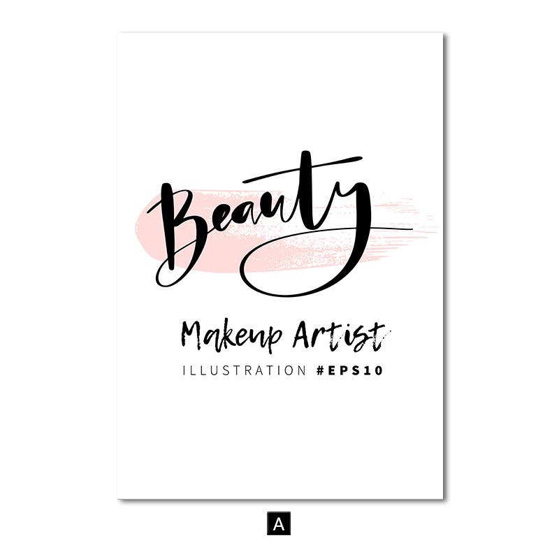 Mode Schönheit Make-up Pinsel Poster Wand Kunstdrucke moderne rosa Schleife Leinwand Malerei Bilder für Mädchen Schlafzimmer Home Dekoration