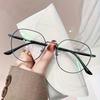 5PCS Ladies' retro oversized oval frame glasses with simple design suitable for daily and special occasions