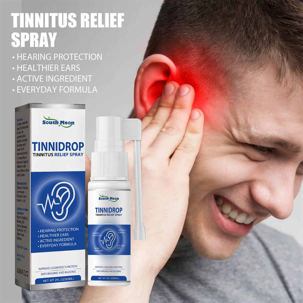 60ml Tinnitus Relief Spray Herbal Safe Ingredients Ear Care Spray for Tinnitus Ear Back Ear Discomfort