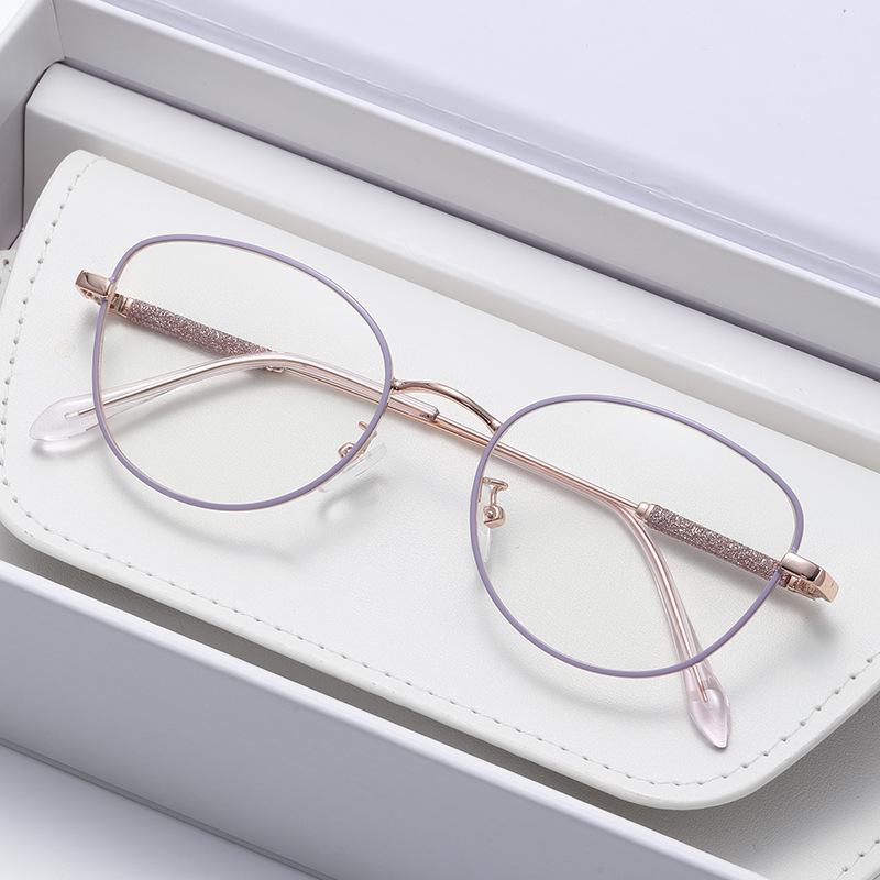 Gold Wire Retro Round Eyeglass Frames for Women - Optical Myopia-Fit, Korean Style, Large Face Trendy Design.