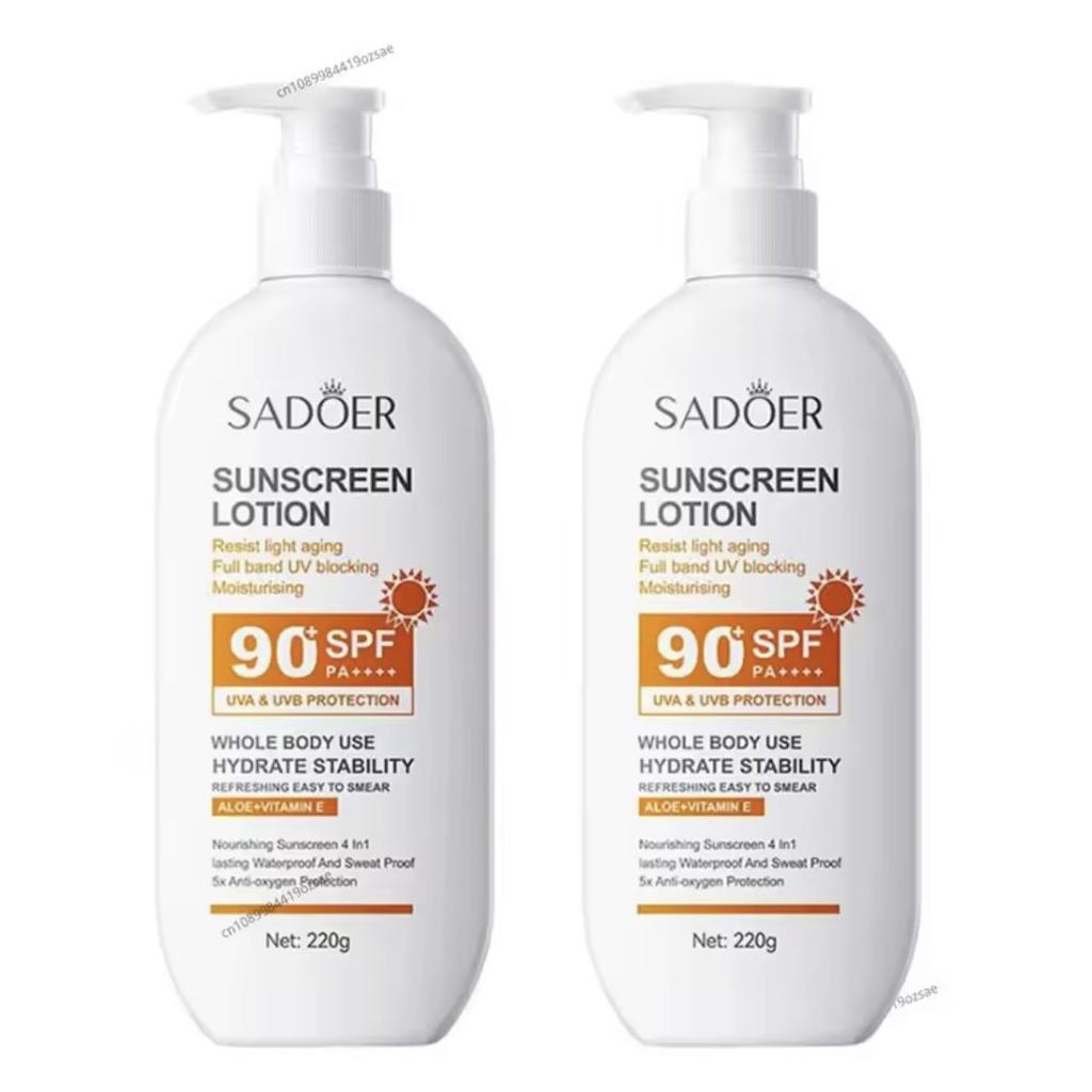 SPF 90+ Sunscreen Lotion 2-Pack, Moisturizing & Antioxidant, Waterproof, Lightweight, for All Skin Types, 2x220g