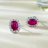 Longlongjin S925 Silver 1 Carat Simulated Ruby Stud Earrings for Women - Simple, Versatile Style