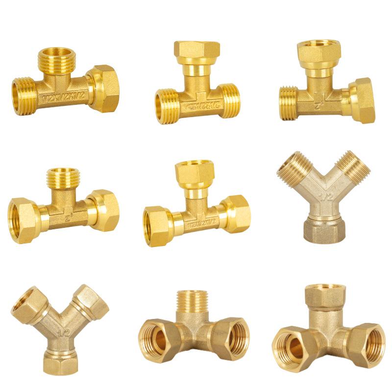 Conector Rápido de Cobre Puro de Gran Caudal Macho/Hembra Tipo Y con Tuerca Móvil Codo Distribuidor de Agua