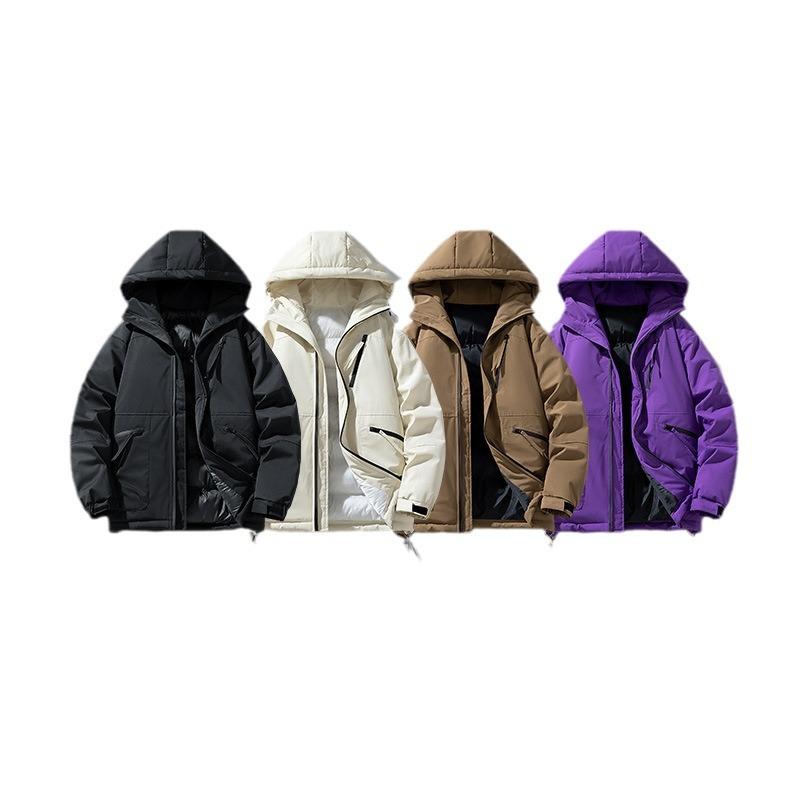Hooded Cotton Coat Men's Autumn and Winter New Style Velvet Thickened Trendy Loose Hooded Warm Jacket