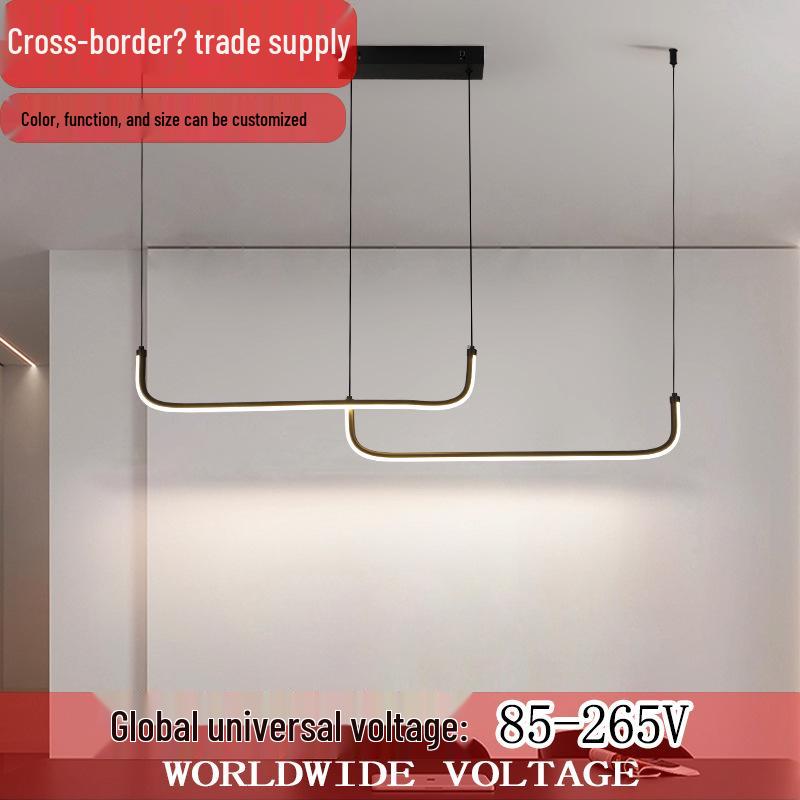 Minimalist Italian Black LED Chandelier: Sleek Long Strip for Restaurant, Bar, Office