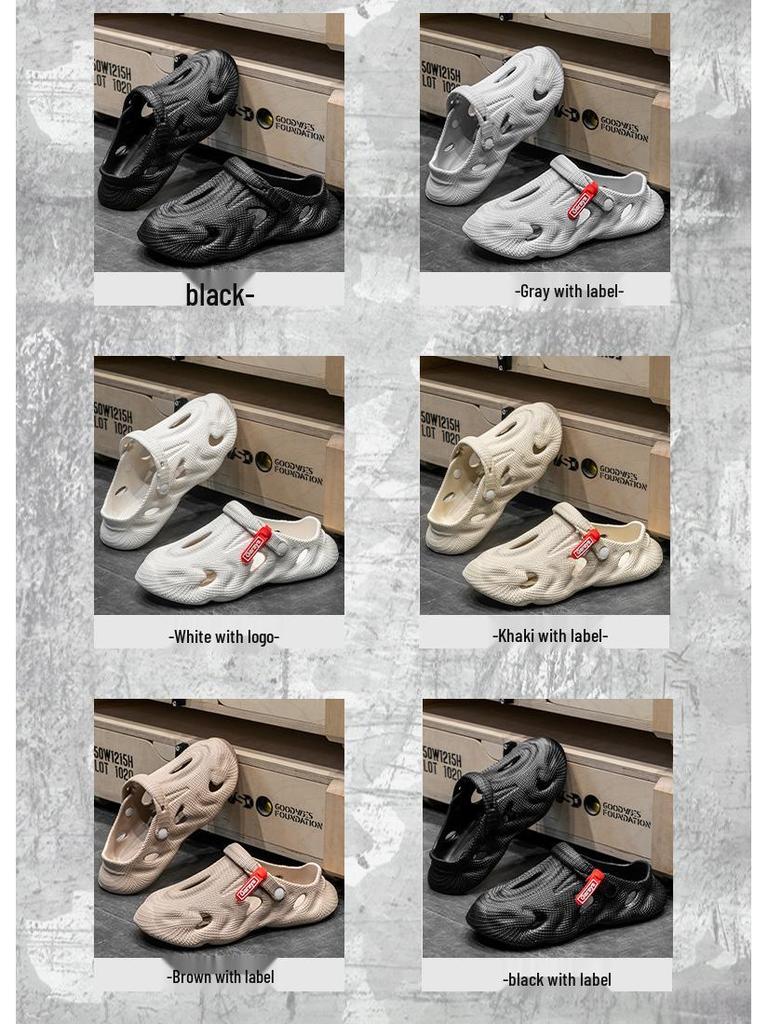 Men's Coconut Hole Non-Slip Outdoor Beach Sandals - Summer Baotou Slippers