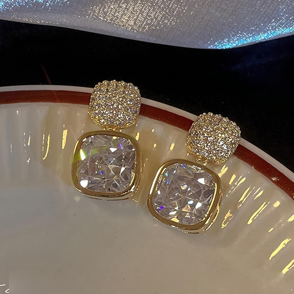 Rhinestone Drop Earrings for Women, Luxury Vintage Dangle Jewelry Zinc Alloy Bling Bling