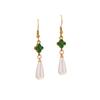 White Diamond & Pearl Four-Leaf Clover Stainless Steel Earrings for Women - Fashionable Water Drop Pendant Accessories