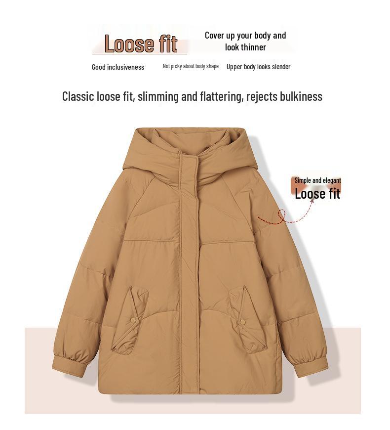 Women's 2024 Fashionable Loose Fit Hooded Down Jacket