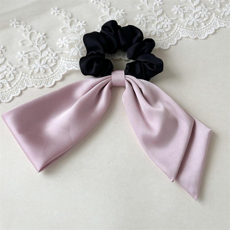 

Summer Satin Fabric Ponytail Hairband Headpiece for Ladies - Double-layered, High-end Style with A Butterfly Knot for Tying Up The Hair. рожевий