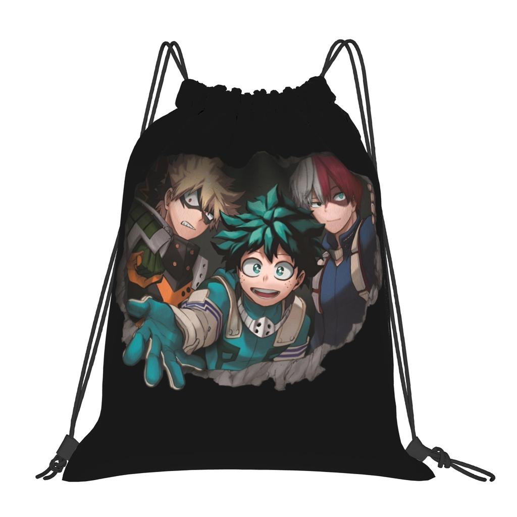 Custom My Hero Academias Drawstring Bag Men Women Portable Gym Sports Sackpack Shoto Todoroki Shopping Storage Backpacks
