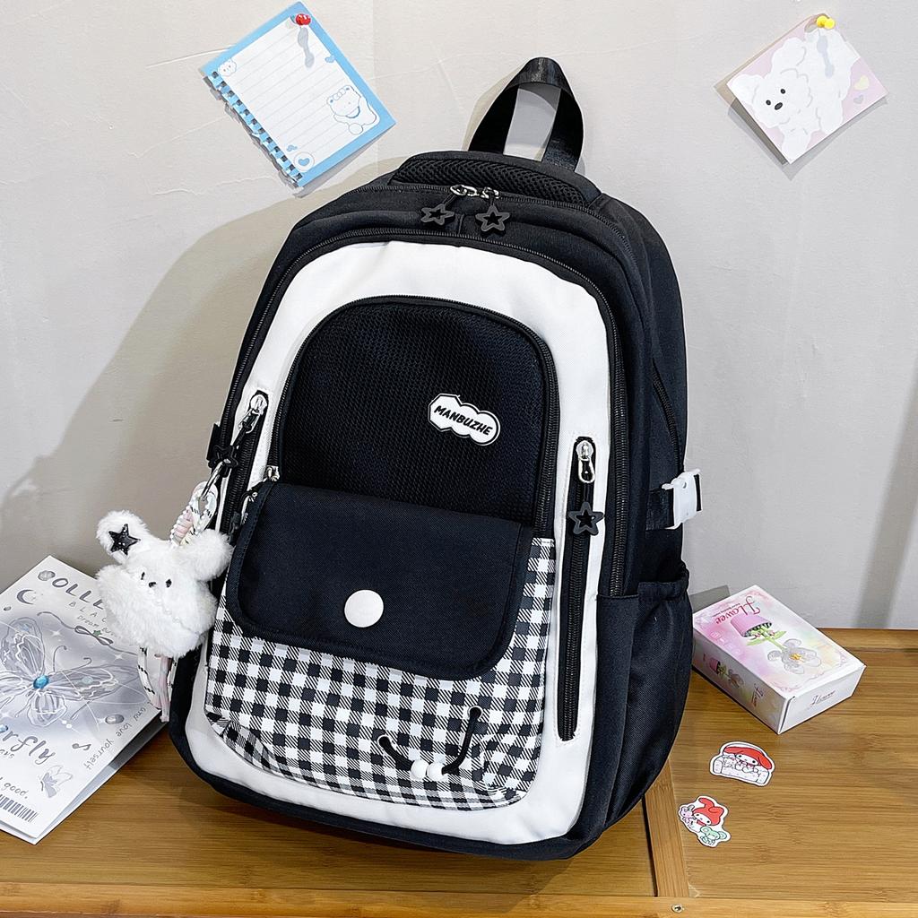 Schoolbag Schoolbag Female Korean High Value Ins New Dopamine Contrasting Color College Style Primary and Secondary School Students 1-1 Grade Backpack