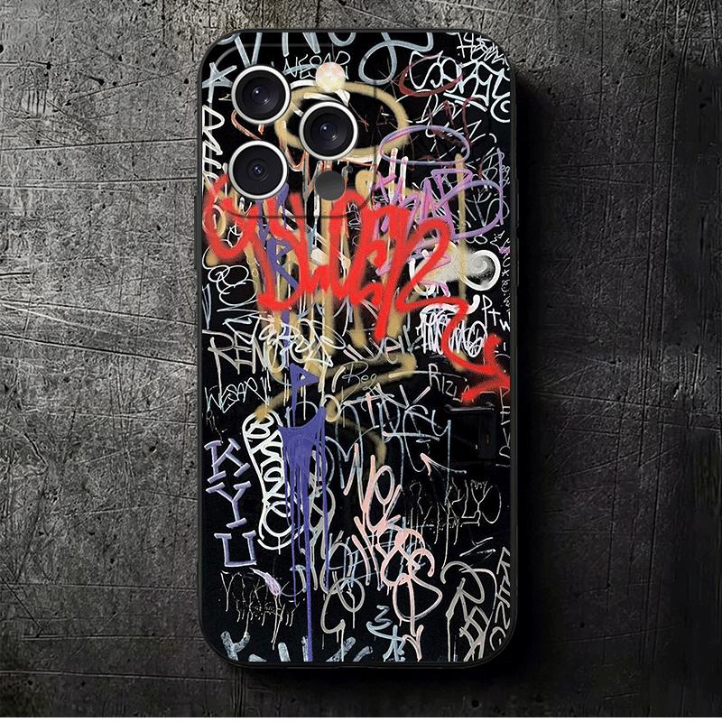 Graffiti Fashion Art Soft Phone Case for iPhone 16 16E 17 Air 15 Pro Max 14 Plus 13 Mini 11 12 7 Black Cover Back Shell