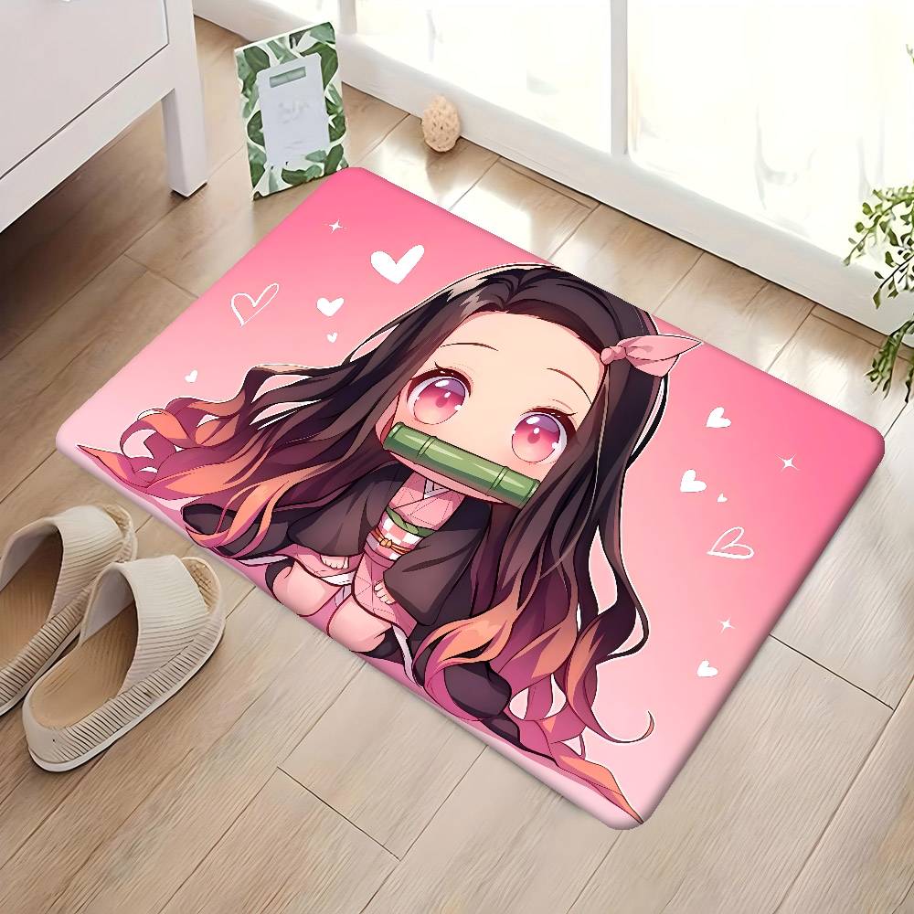 1PC Anime Charater Nezuko Door Mat Washable Non-Slip Living Room Sofa Chairs Area Mat Kitchen Doormat Area Rug