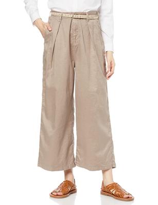 Something Belted Tucked Wide Linen SN765 Pants,
