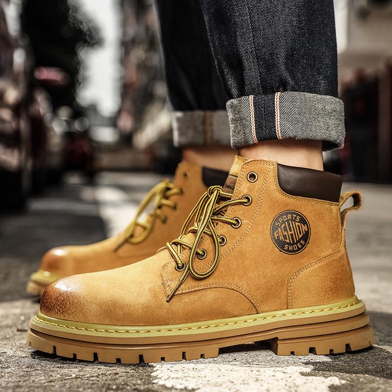 Extra Large Size Men's Shoes Big Yellow Boots British Style High Top Boots Desert Tooling Locomotive Boots
