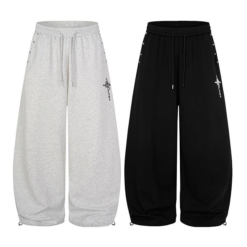 Unisex Gothic Cross Print Wide Leg Sweatpants Streetwear Loose Fit Casual Pants Dance Daily Wear