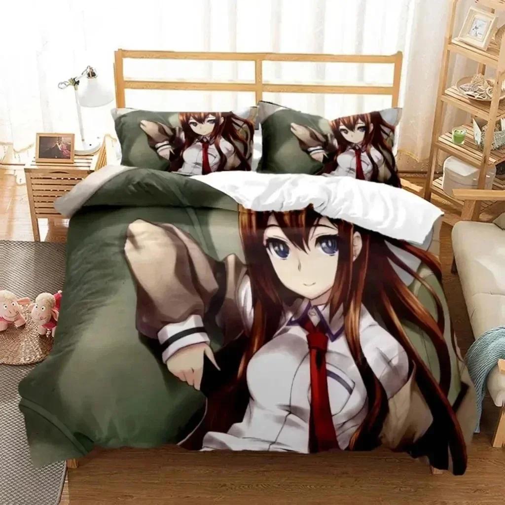 Anime Steins Gate Kurisu Makise Printed Bed Set Duvet Cover Pillowcase Bedding Set Linen Sheet Quilt Cover Full Queen King Size