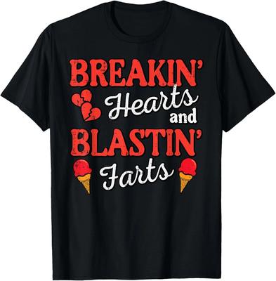Valentines Day Breakin Hearts Blastin Farts Boys Kids Men T- Shirt