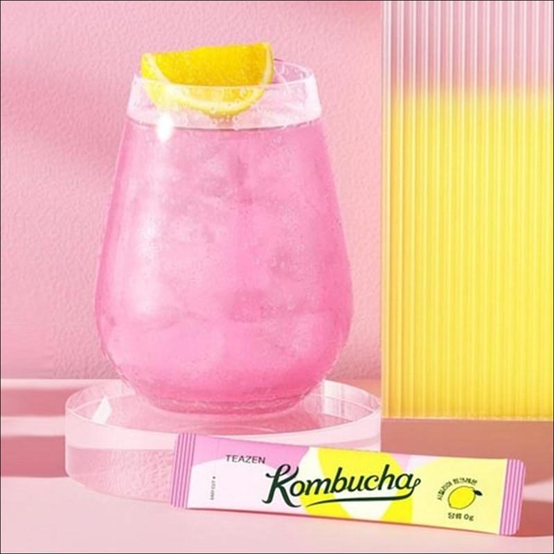 TEAZEN Kombucha Pink Lemon 50 Sticks / Low Calorie, Zero Sugar