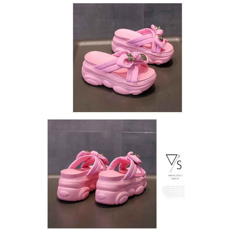 Damskie Nowe Letnie Nowy Kolor Kokardka Gruba Podeszwa Muffin Spadek Spadek Krzyżowe Klapki Buty Damskie