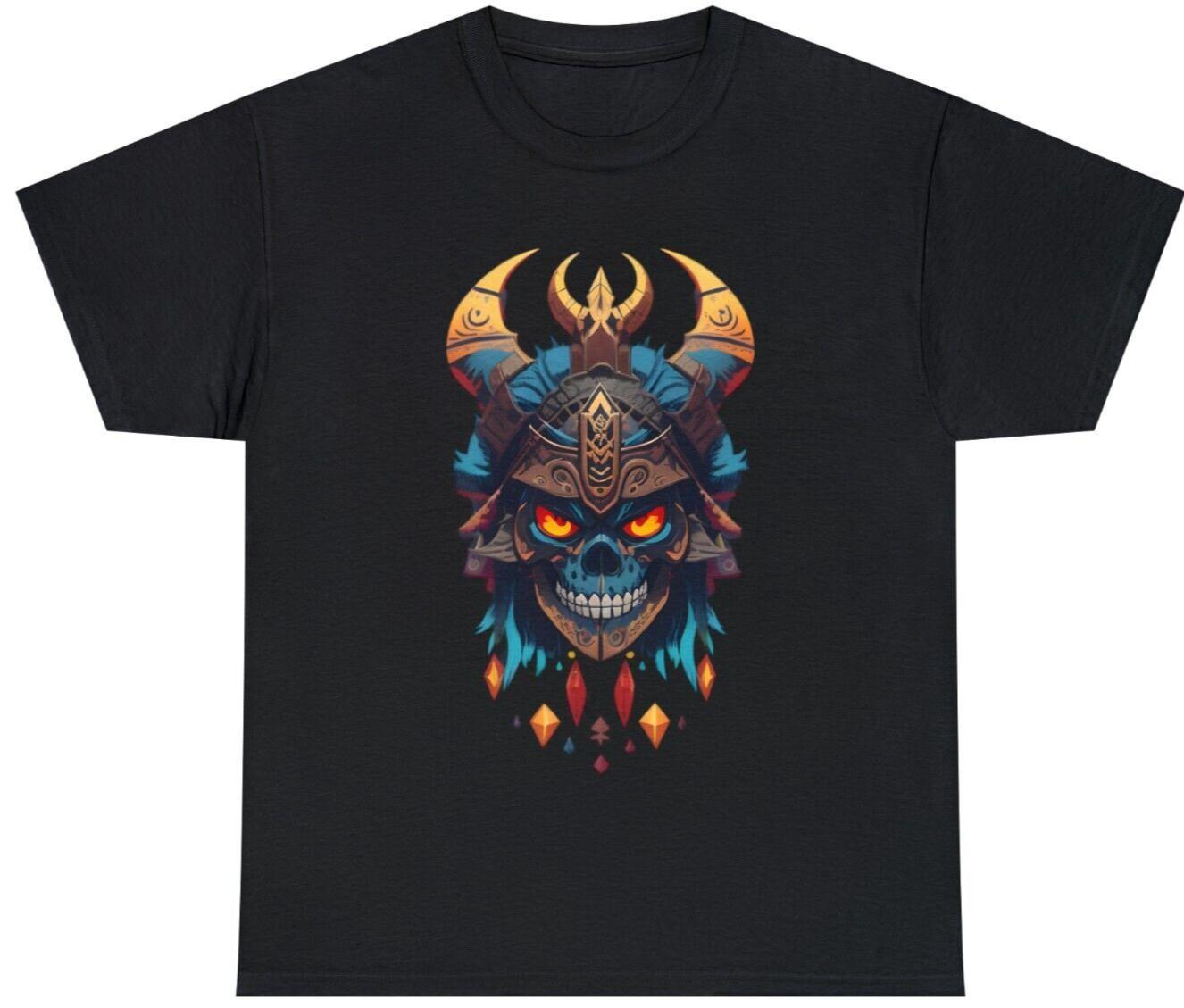 Mayan Skull Mask Shaman Aztec Warrior Ancient Devil T-Shirt Unisex Cotton Tee S