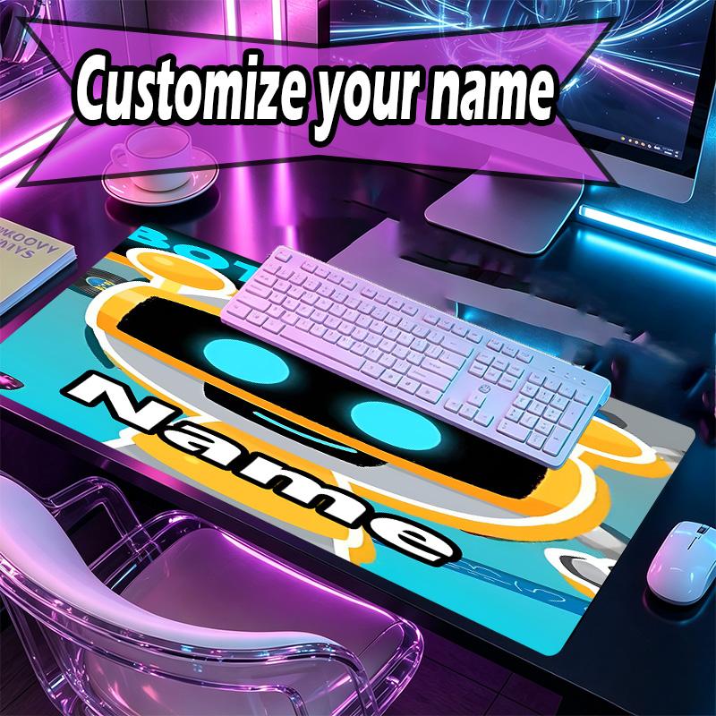 Custom Name Personalized Cosmic Bot Crew Pattern Mousepad, Laptop PC Desk Mat, Decorative Desk Mat for Home Keyboard Pad Gift