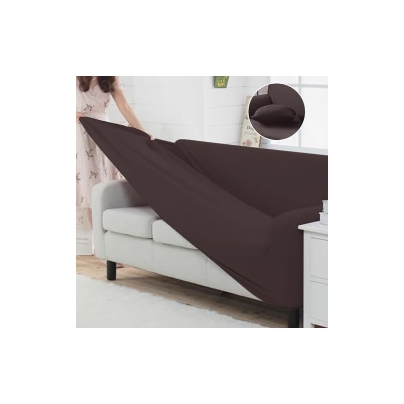 Sofa cover for 2-seater sofa with armrests - Scandinavian style sofa cover, pet- and dog repellent, high elasticity, includes 1 cushion cover.