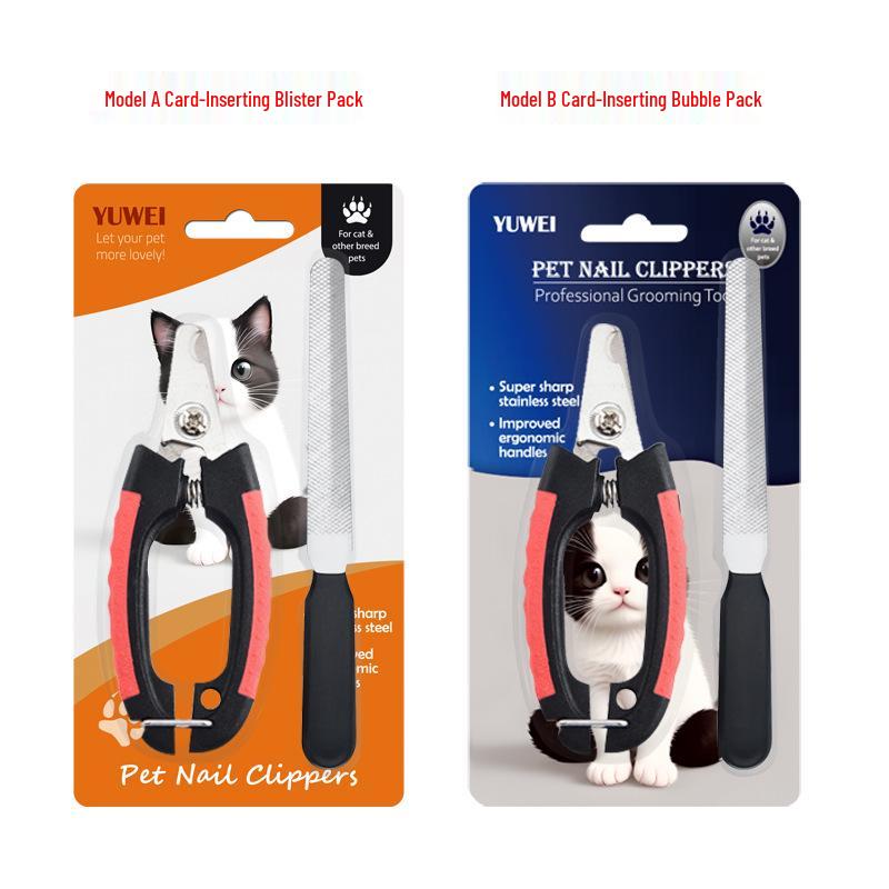 Stainless Steel Pet Nail Clippers with Tail Buckle for Cats and Dogs