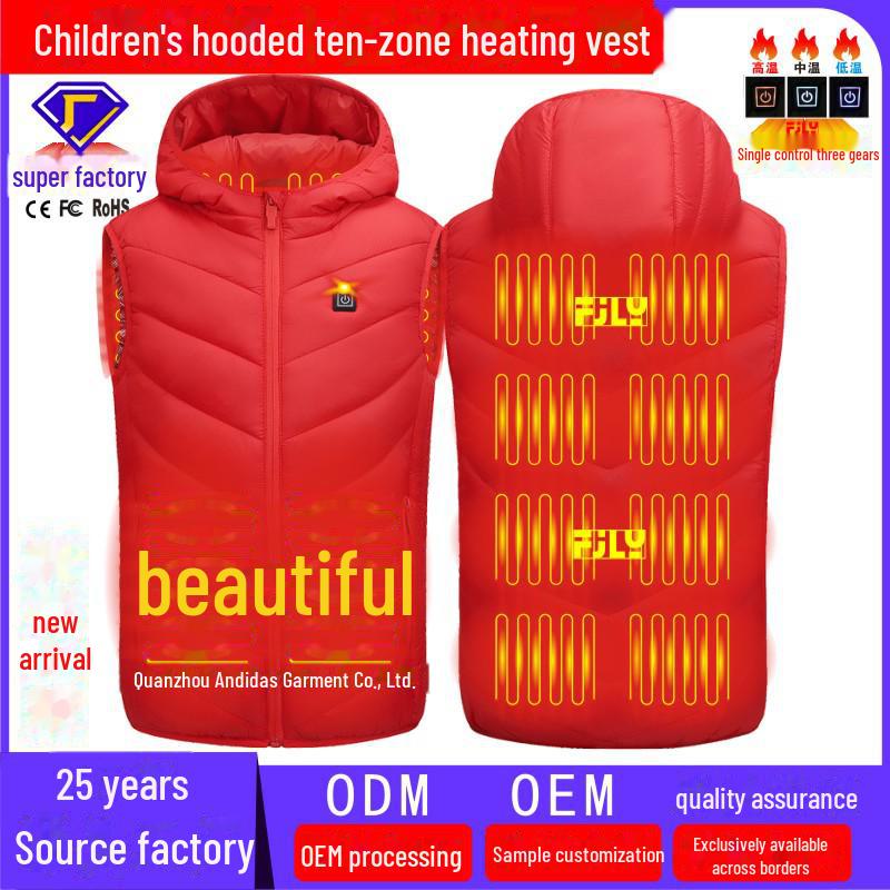 Children's Electric Heating Vest: Intelligent, Full-Body Warmth with Ten-Zone Heating for Outdoor Use.
