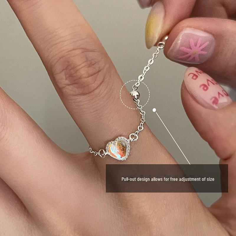 Vintage Tourmaline Pearl Ring for Women, Non-Fading, Unique Design, Index Finger Ring with Colorful Beads and Broken Silver.