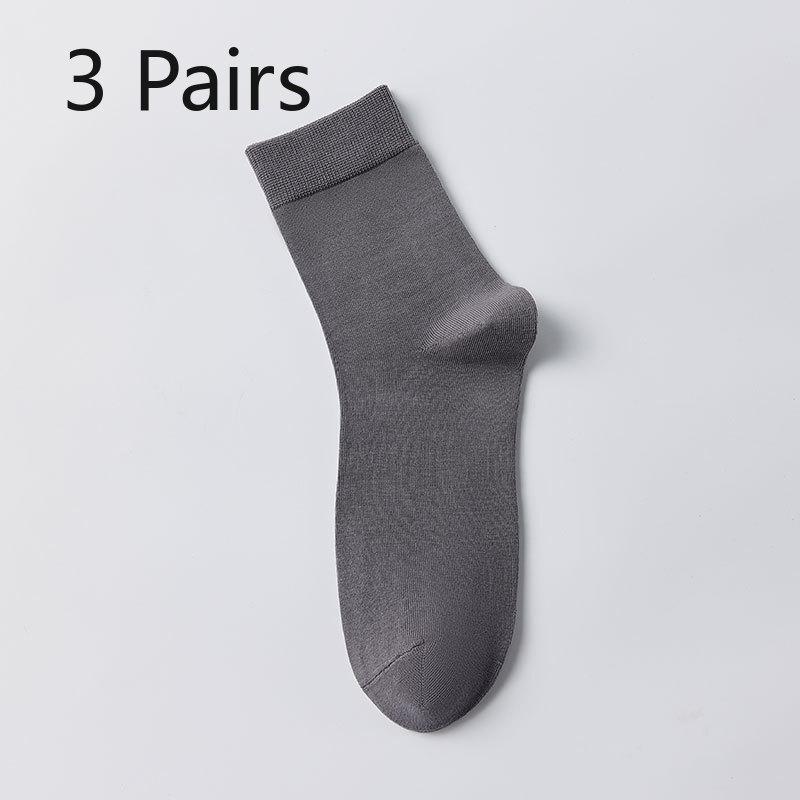 3 Paar Baumwolle Frühling Reine Baumwolle Herrensocken, Mittlere Baumwollsocken, Business Anti-Geruch, Schweißabsorbierend, Antibakteriell, Einfarbig Lange Socken