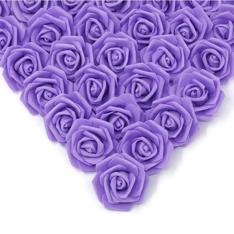 

30/50Pcs Artificial Bridal Bouquet Foam Rose Flower Head Fake PE for Home Room Dceoration Party Wreath Accessories Wedding Decor 30Pcs фіолетовий
