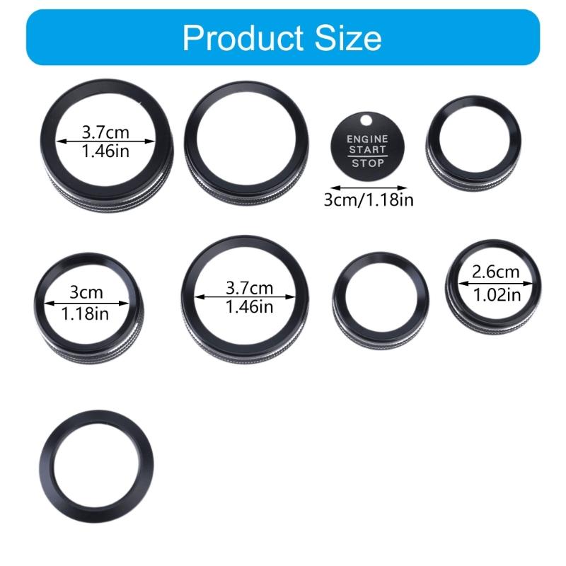 Dashboard Trim Rings, Climate Control Knob Trim Rings, Compatible for 2021-2024 Car F150 , 9 Piece Aluminum Knob Accent Set for Interior New