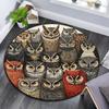 Owl Collage Round Area Rug,Carpet Rug for Living Room Bedroom Sofa Playroom Decor,Non-slip Floor Mat