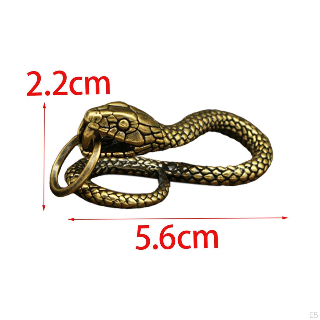 Brass Snake Keychains Animal Pendant Decor Pure Copper Fittings Keyrings for Earrings