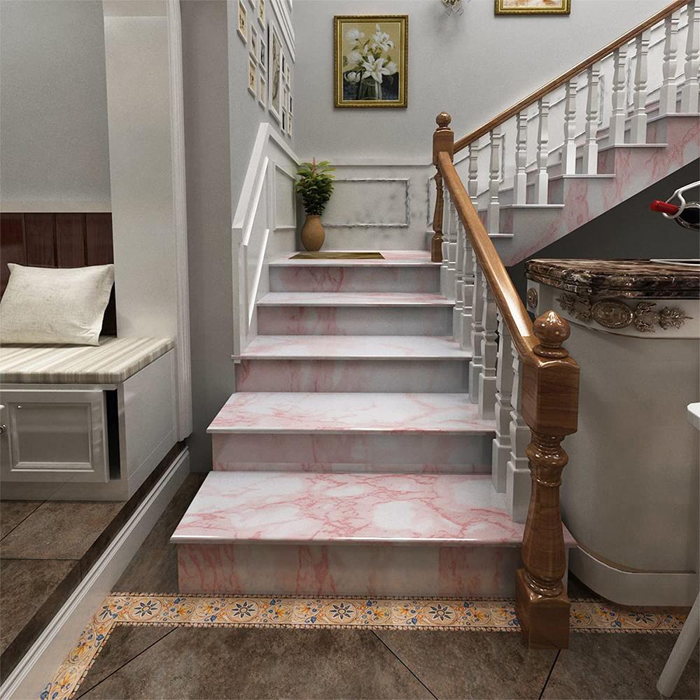 Pink Marble Wallpaper Removable Self Adhesive Paper Waterproof Sticker Decoration for Kitchen Island Countertops Cabinet Vanity Room